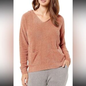 Barefoot Dreams CozyChic Lite Patch Pocket Hooded Pullover Amber Glow 1X